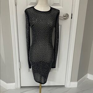 Chic Black Dress w Rhinestones